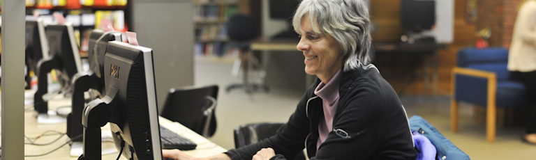 A woman using a computer
