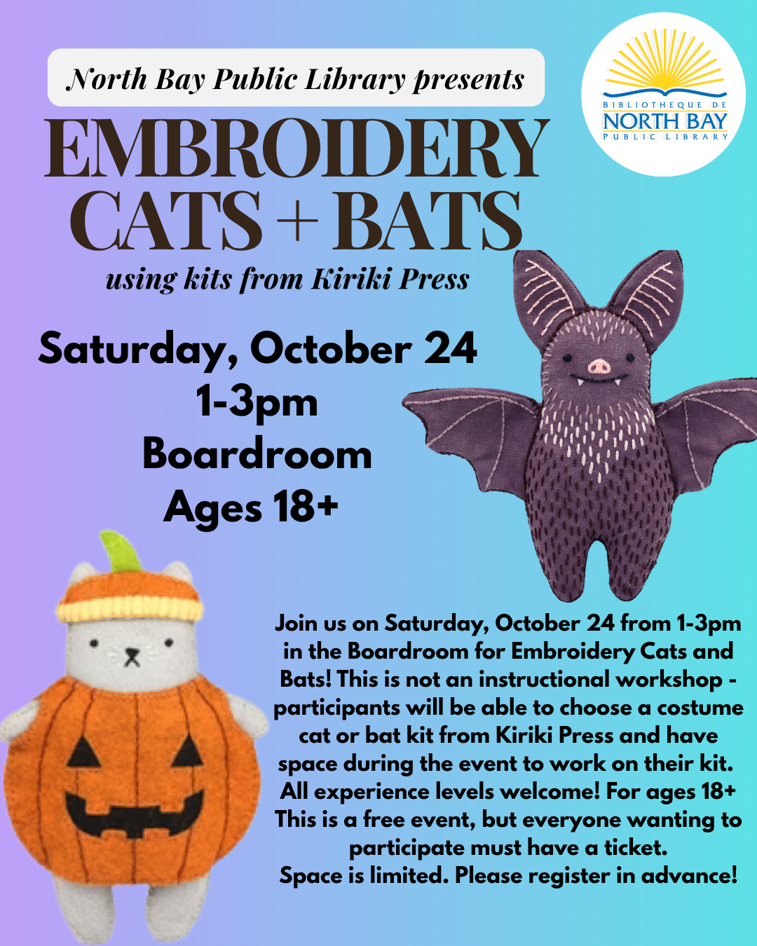 Embroidery Cats + Bats