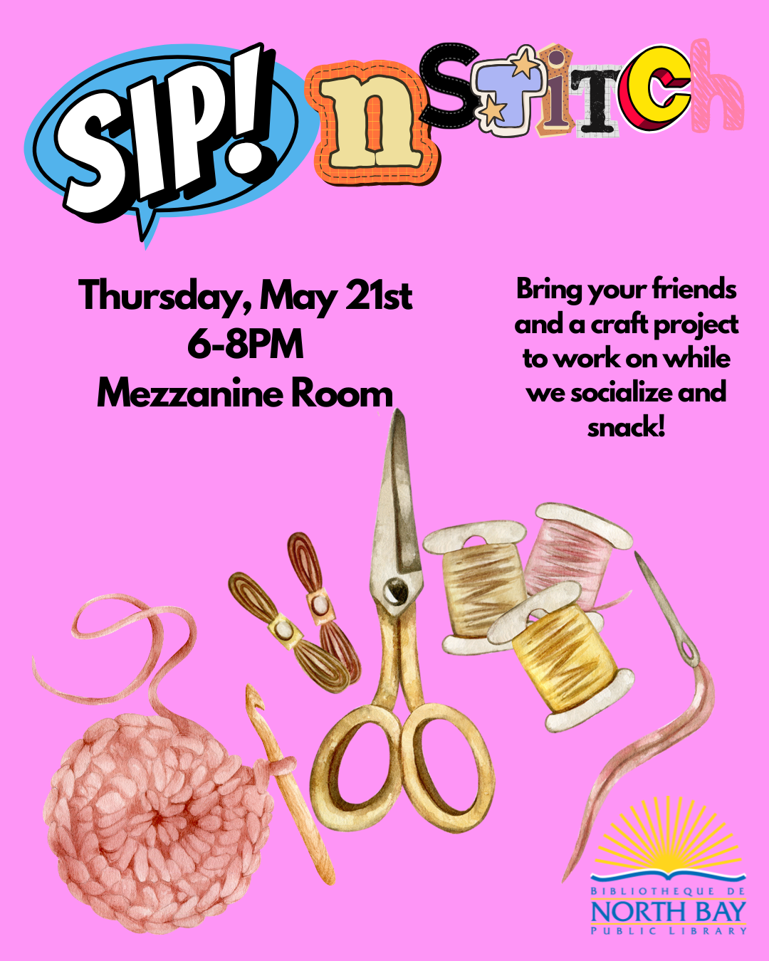 Sip + Stitch Craft Night