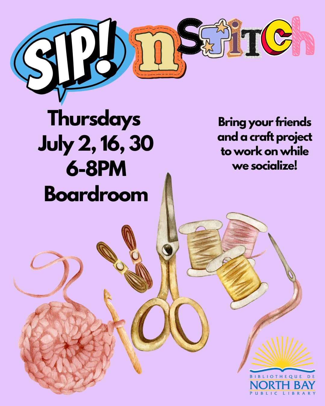 Sip + Stitch July