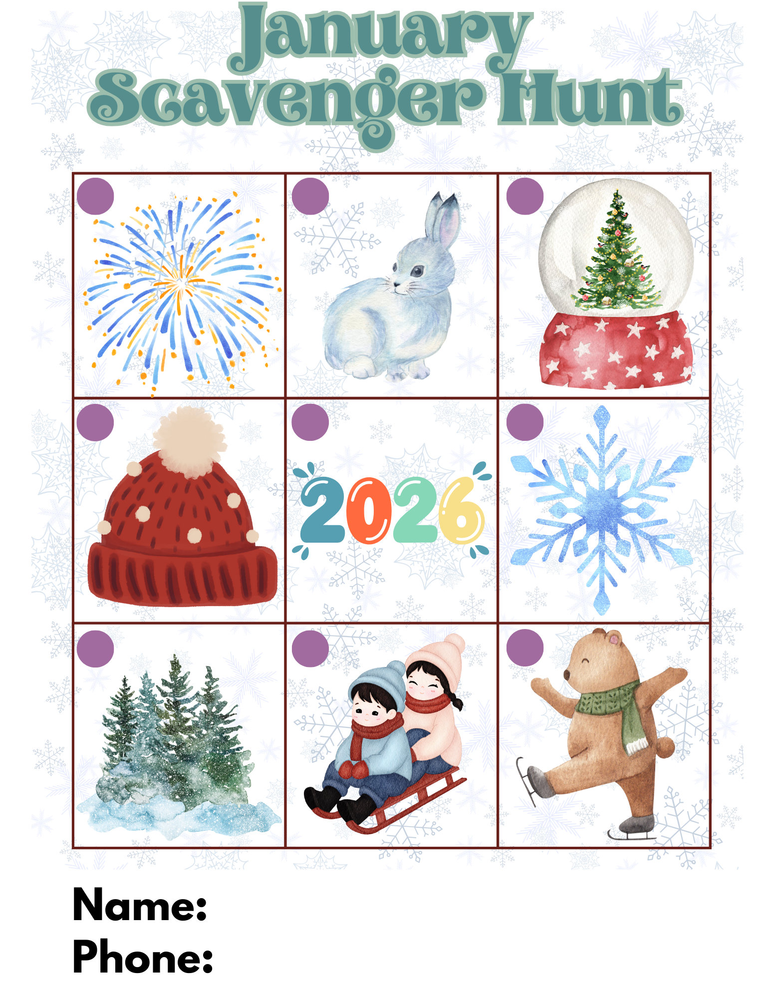 January scavenger hunt