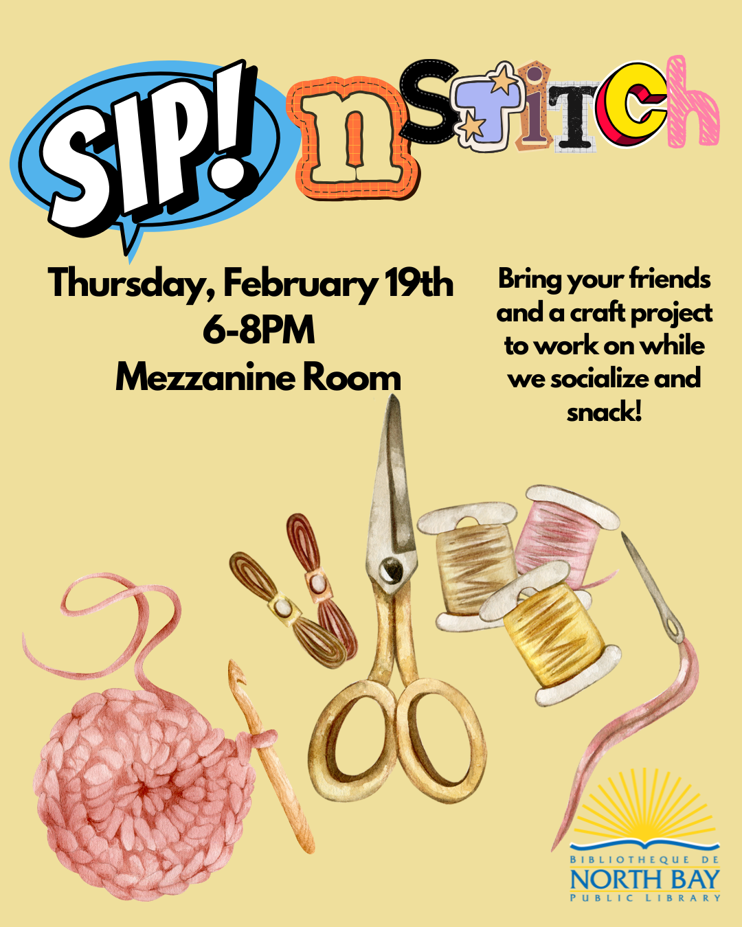 Sip + Stitch Craft Night